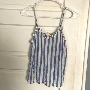 cute blue and white striped tank top, blouse-like fit, size xs